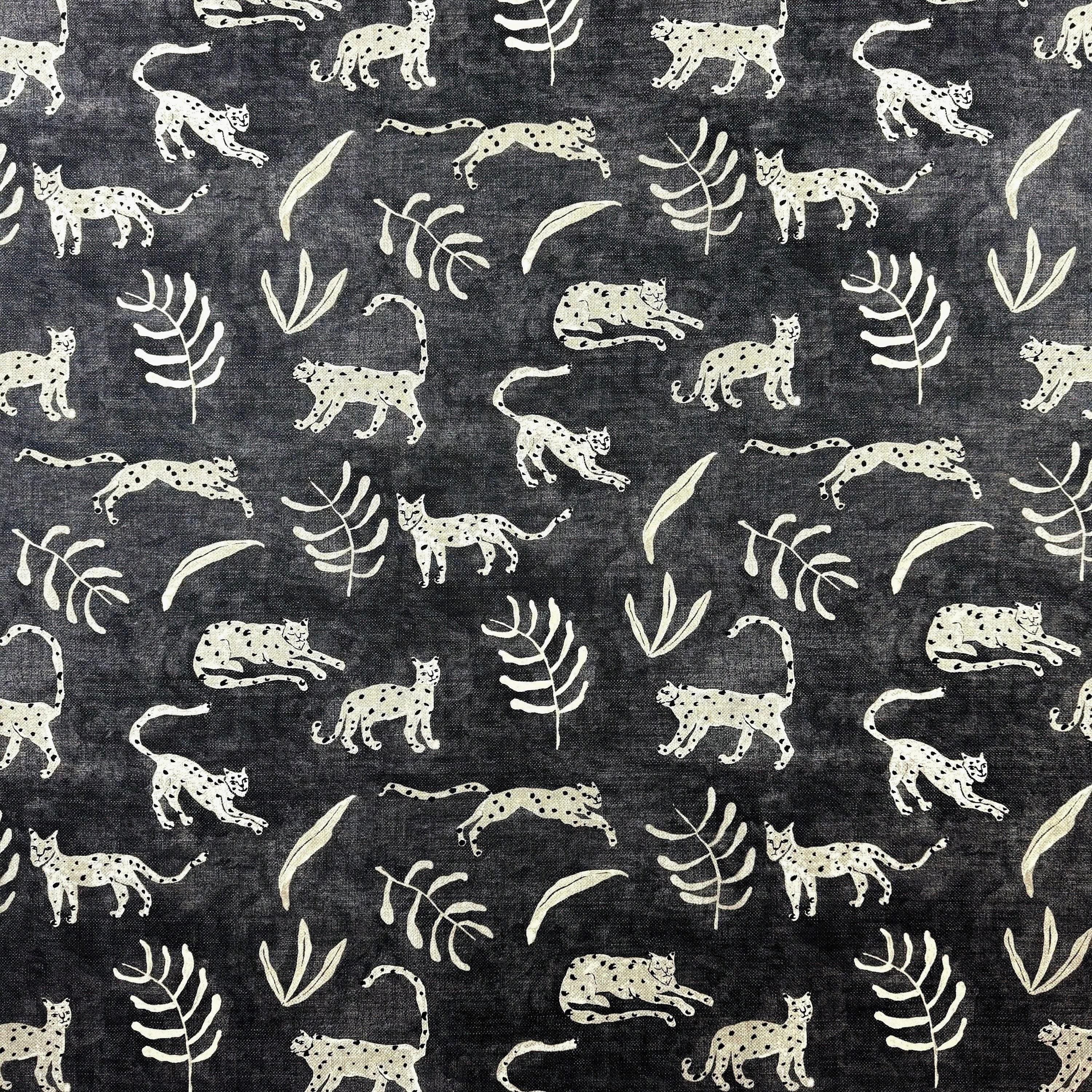 Wild Cat Fabric Neutral Safari Animal Print Pattern textile by yard