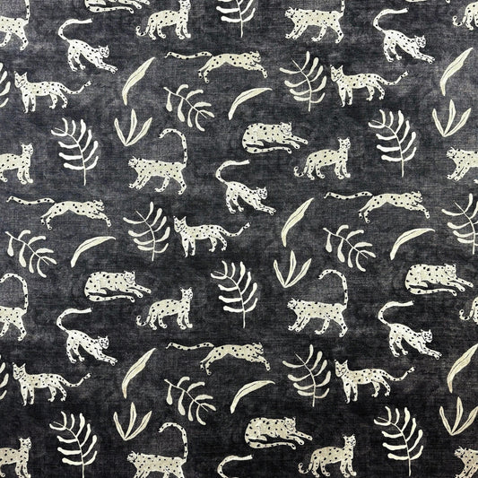 Wild Cat Fabric Neutral Safari Animal Print Pattern textile by yard
