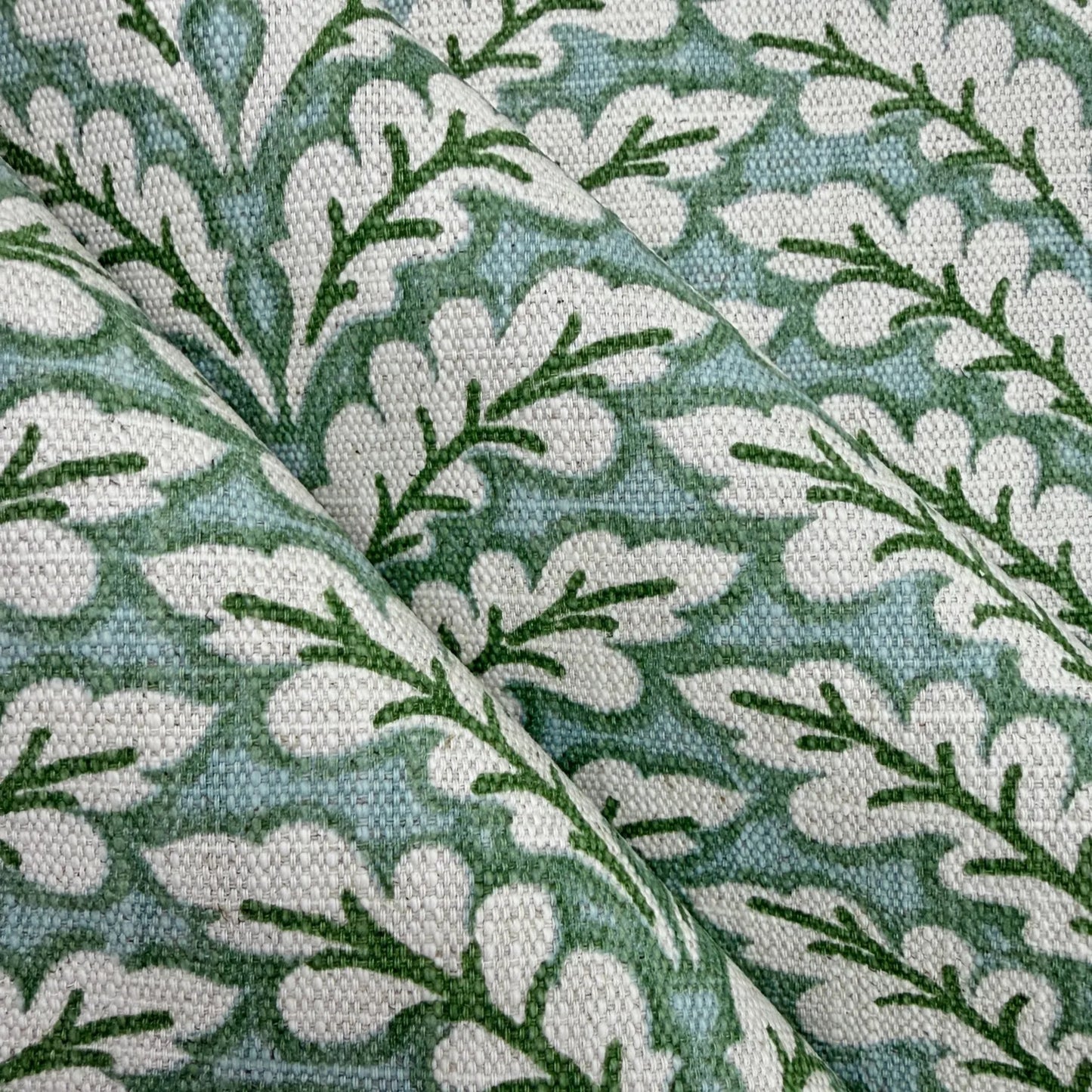 Green botanical fabric for curtains and pillows