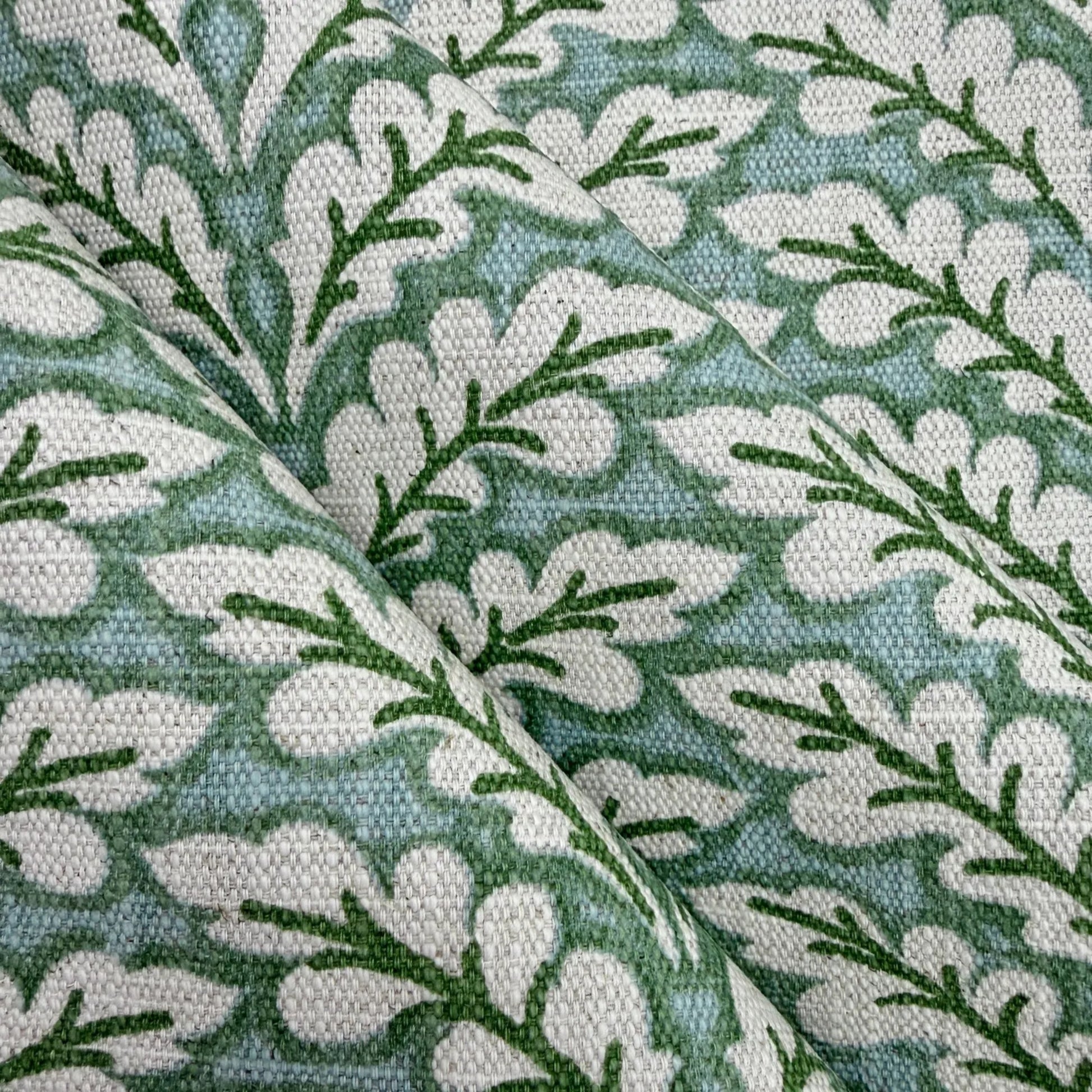 Green botanical fabric for curtains and pillows