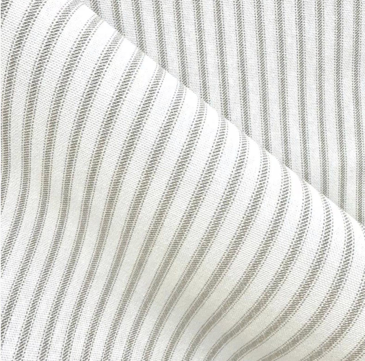 Oatmeal ticking stripe fabric in greige cotton narrow stripe farmhouse upholstery textile