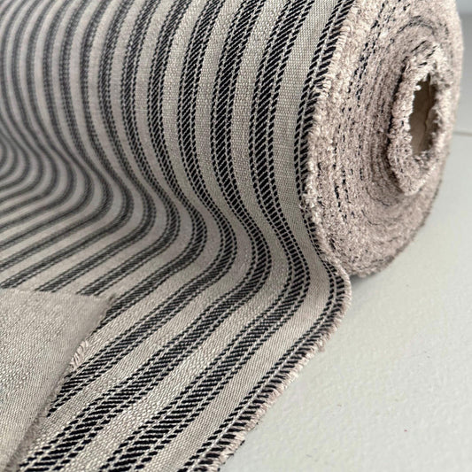 Bulk Black Ticking Stripe Fabric Upholstery Home Decor Pillow Sewing Project Modern Farmhouse Textile Vintage Traditional Look Material