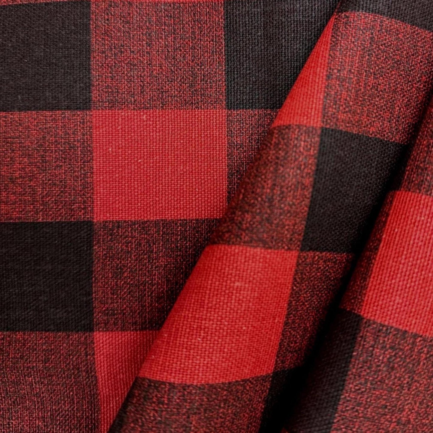 Red Buffalo Plaid Fabric Washable Cotton Furniture Upholstery Textile Seasonal Pillow Cover Cloth Easy Care Drapery Material Farmhouse Decor