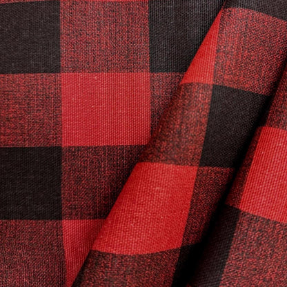 Red Buffalo Plaid Fabric Washable Cotton Furniture Upholstery Textile Seasonal Pillow Cover Cloth Easy Care Drapery Material Farmhouse Decor