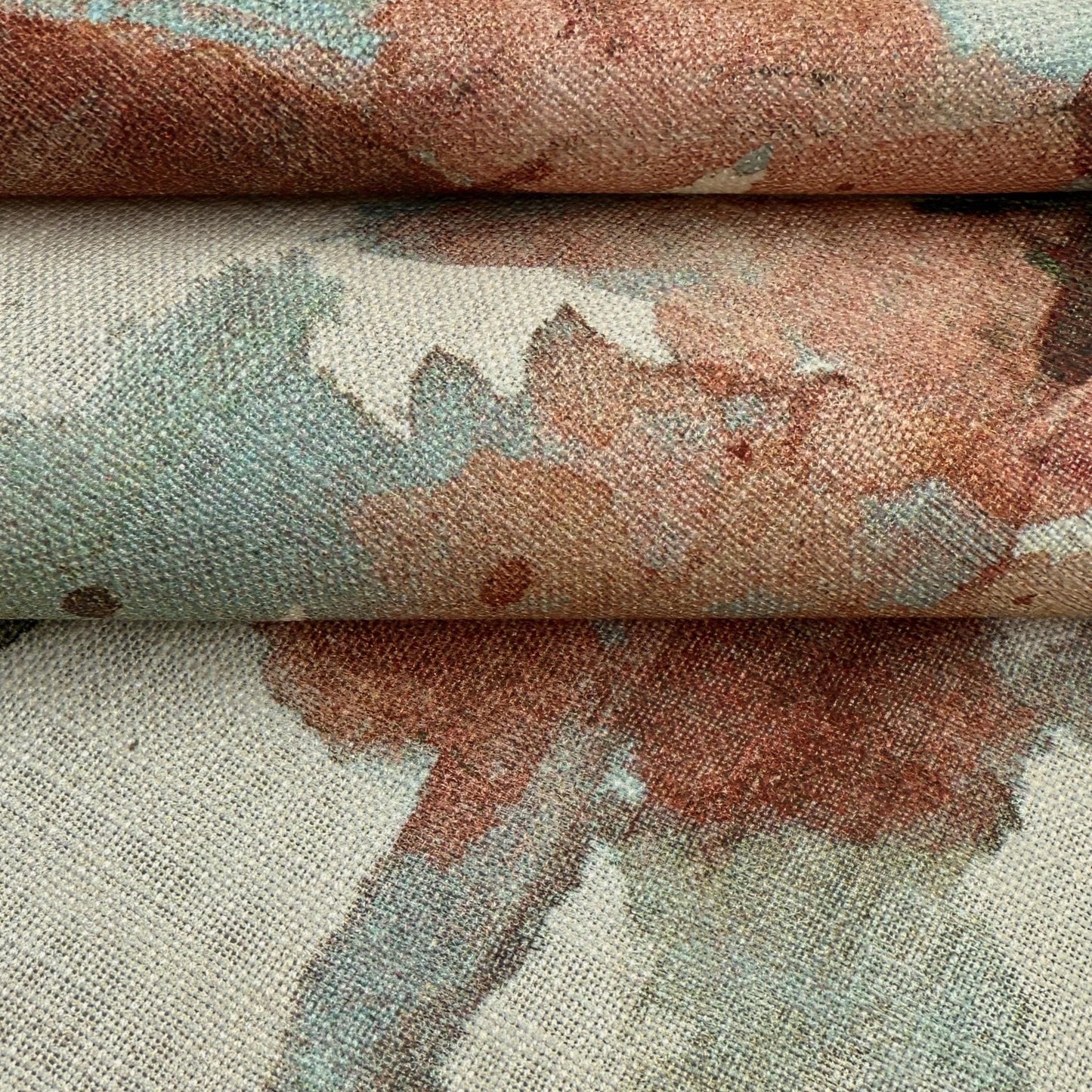 Coral Watercolor Floral Print by the Yard