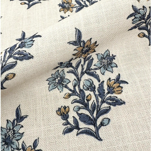 French Blue Patterned Fabric Floral Bouquet for Curtain Pillow Sewing Accent Home Decor Living Room Bedroom
