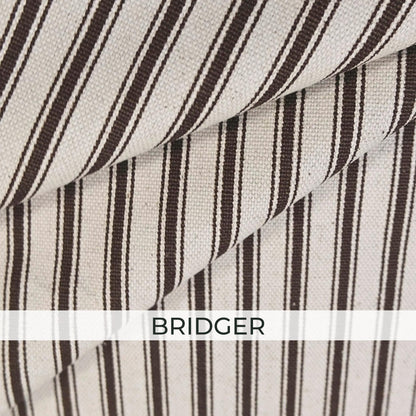 Brown Neutral Coordinating Fabric Set – Cotton Linen Upholstery Fabric by the Yard – Toile, Gingham & Stripe Designer Bundle