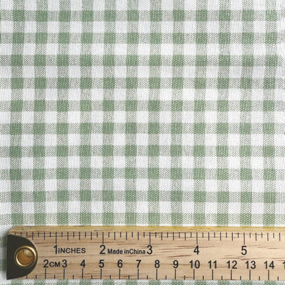 Sage Toile Gingham Cotton Fabric Vintage Cottagecore Decor Textile Kitchen Pillows Drapery Quilting DIY Projects