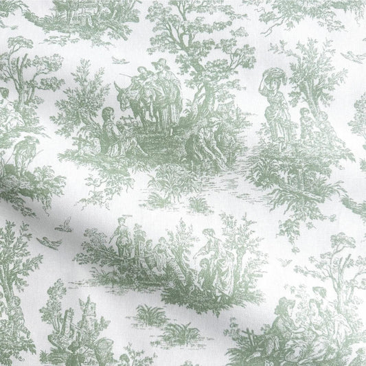 French Toile Floral Cotton Print Fabric – Vintage-Inspired Cotton by the Yard