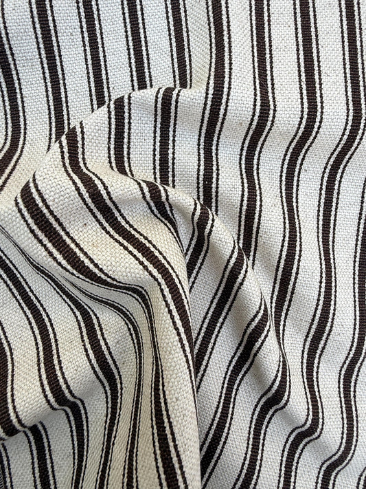 Brown Stripe Cotton Fabric Yardage Ticking Upholstery