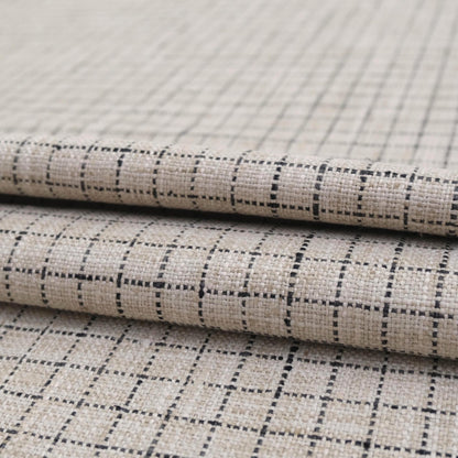 Beige Windowpane Fabric by the Yard Small Scale