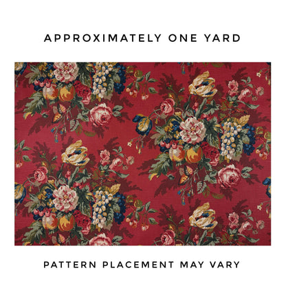 Crimson Red Floral Cotton Fabric- Designer Print for Home Decor