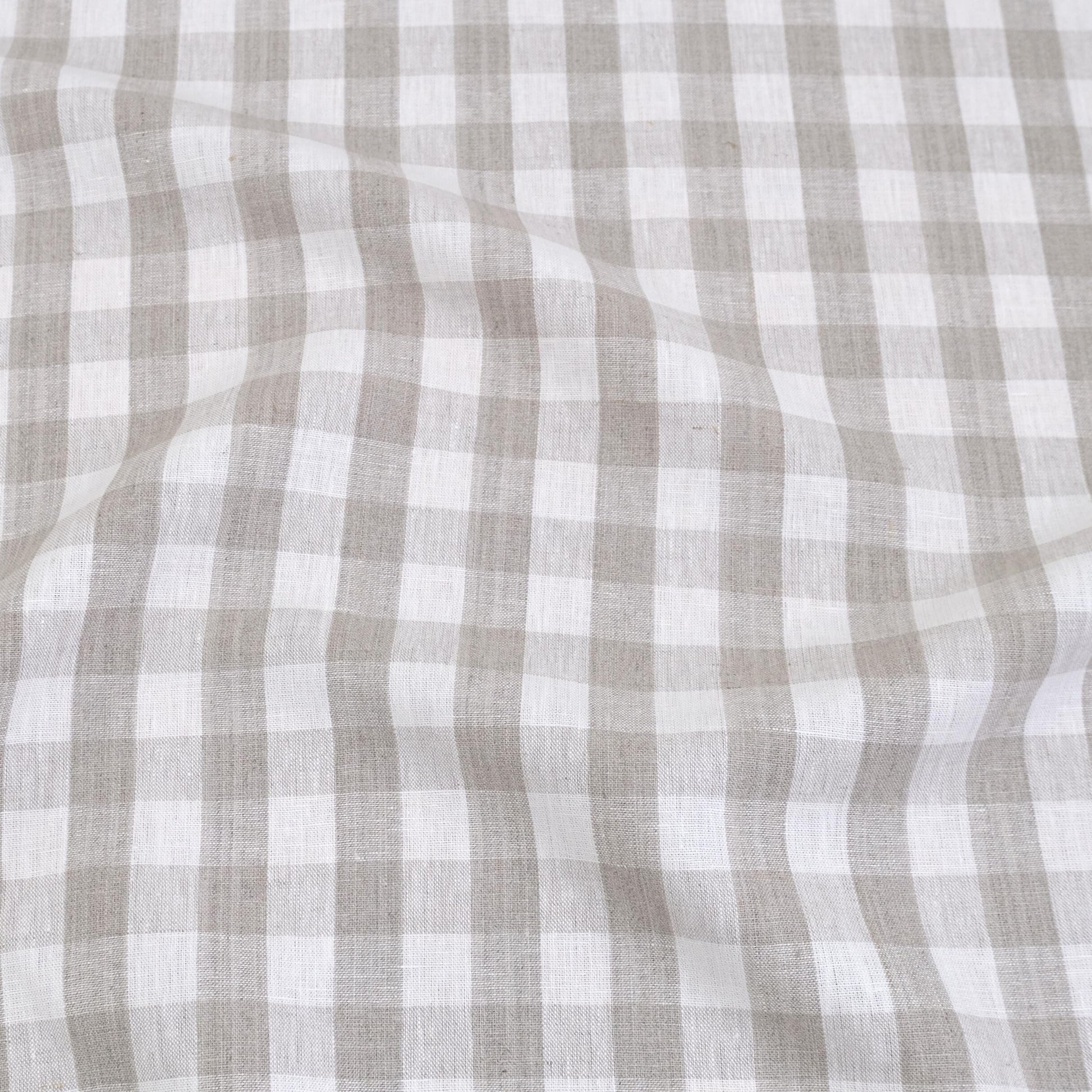 Taupe Checkered Linen Fabric by the Yard Neutral Gingham Drapery Fabric for Curtains Table Linens Farmhouse Decor Cottagecore Sewing DIY