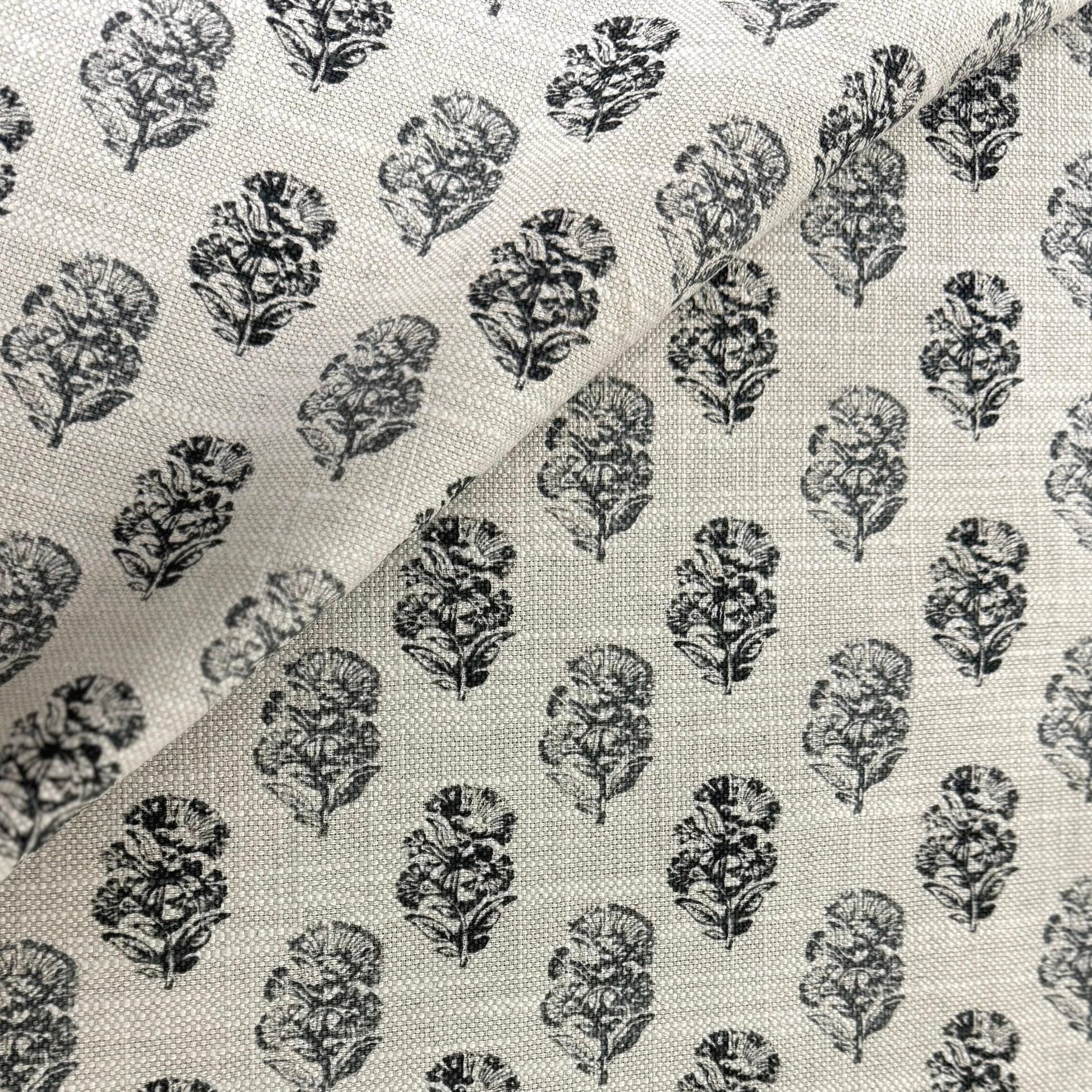Block Print Flower Motif Black Floral Pattern