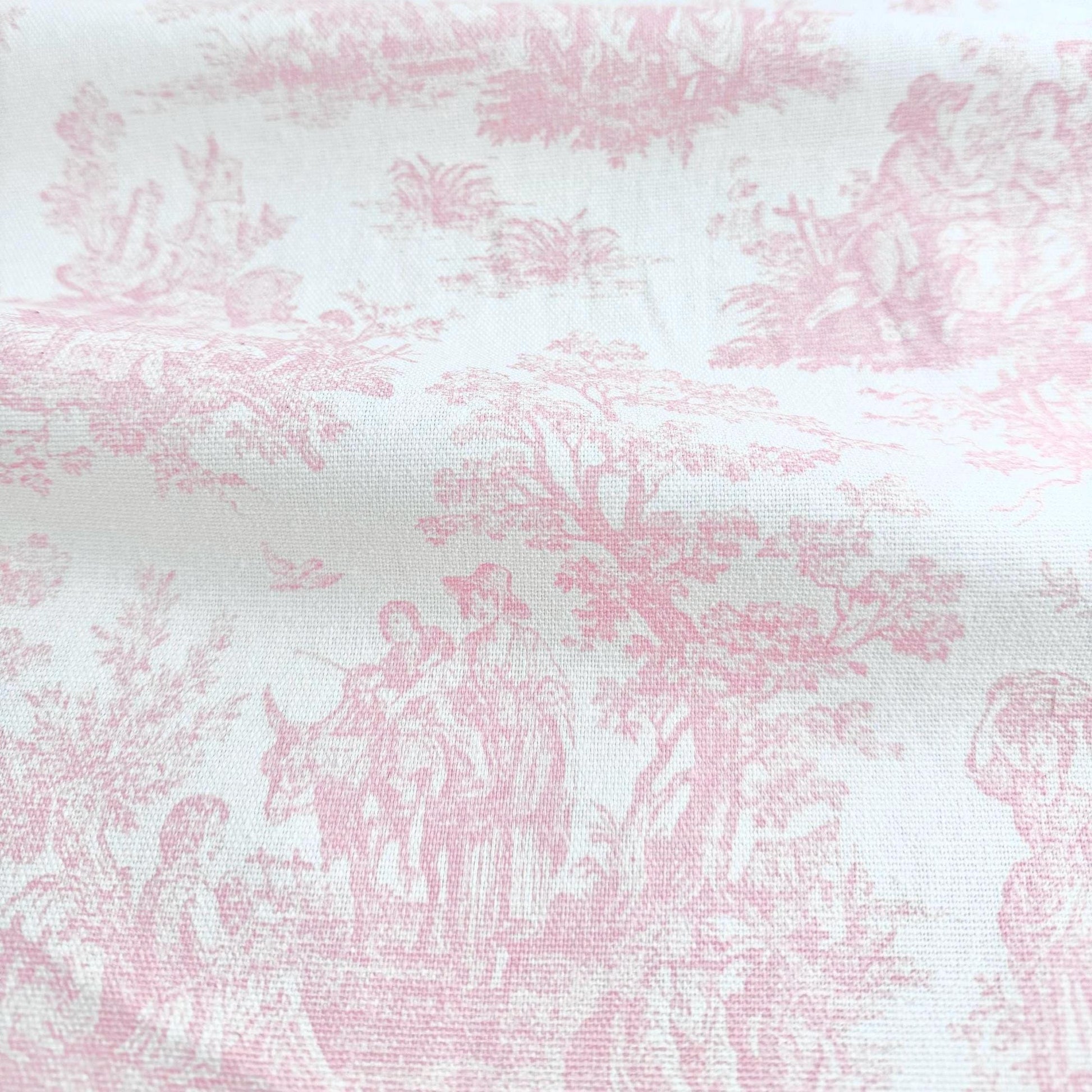 pink toile Fabric for Sewing Cafe Curtain Historical Print Fabric