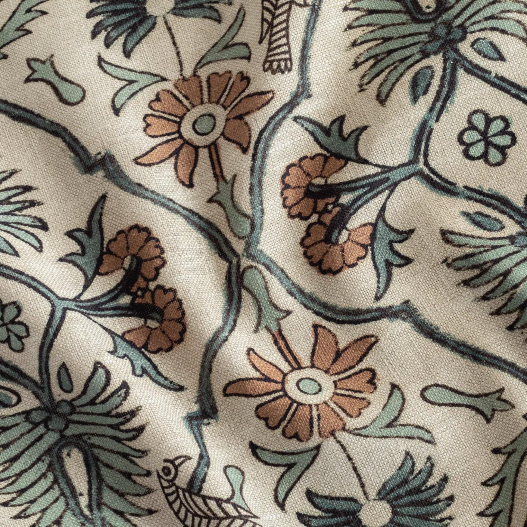 Upholstery Textile French Blue Block Print Cloth Unique