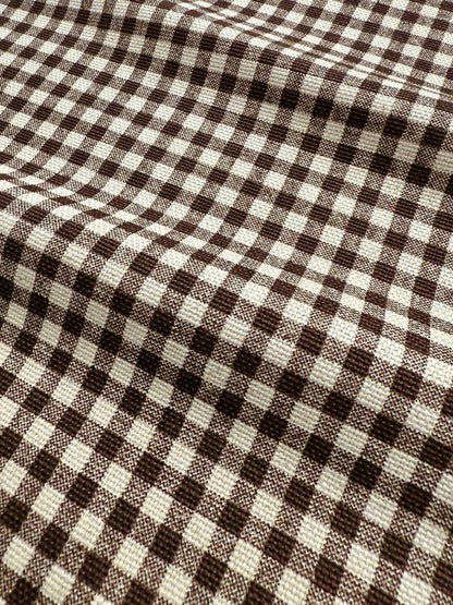 Warm Brown Gingham Check Fabric Rustic Look