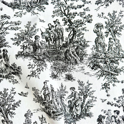 Black Toile and Gingham Cotton Fabric – French Country Quilt & Curtain Fabric by the Yard