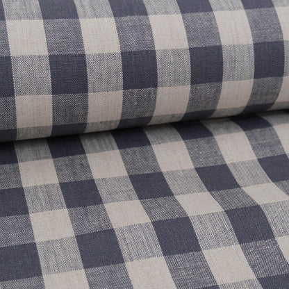 Gray Checkered Linen Fabric by the Yard