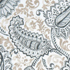 a white and blue paisley print fabric with a ruler