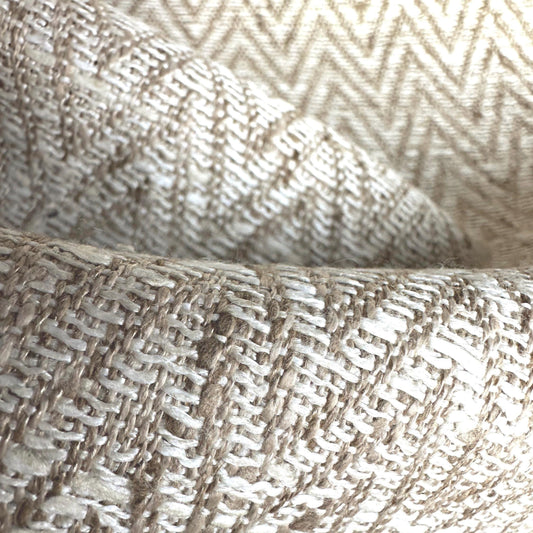 Cream Chevron Upholstery Fabric by the Yard- Textured Neutral Fabric for Home Decor