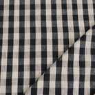 Textured Black Gingham Pattern Decor Textile Dark Moody Style Onyx Linen Cloth Dark Plaid Table Cover Large Scale