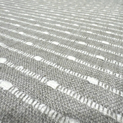 Fabric Woven Texture Chunky Creamy Grey Slubby Hobnail Stripe