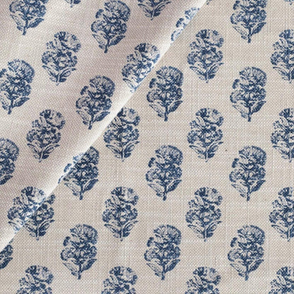 Indigo Sand Block Print Fabric Floral Pattern