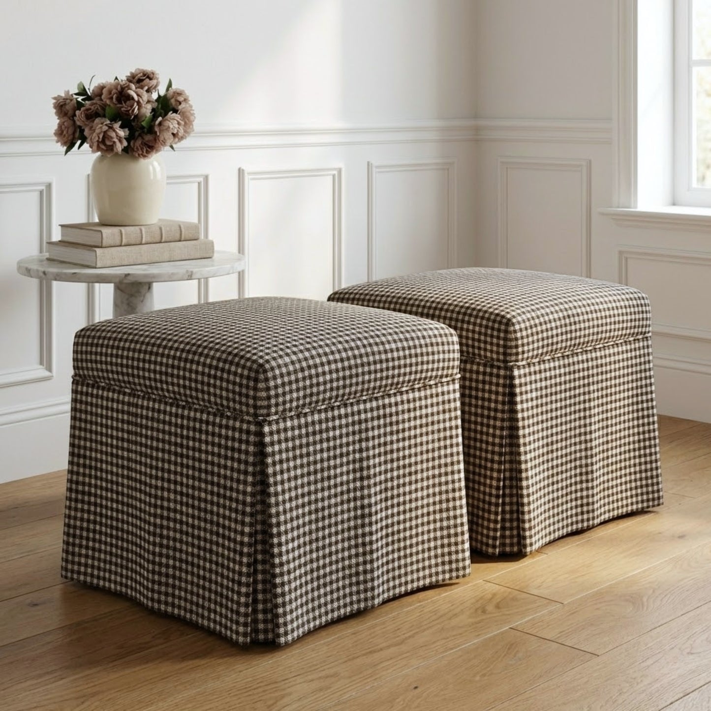 Warm Brown Gingham Check Fabric Rustic Look