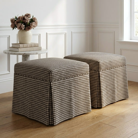 Warm Brown Gingham Check Fabric Rustic Look