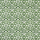 Green outdoor fabric with symmetrical tile pattern, exterior upholstery and decor fabric