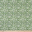 Green outdoor fabric with classic tile pattern, waterproof upholstery and patio fabric