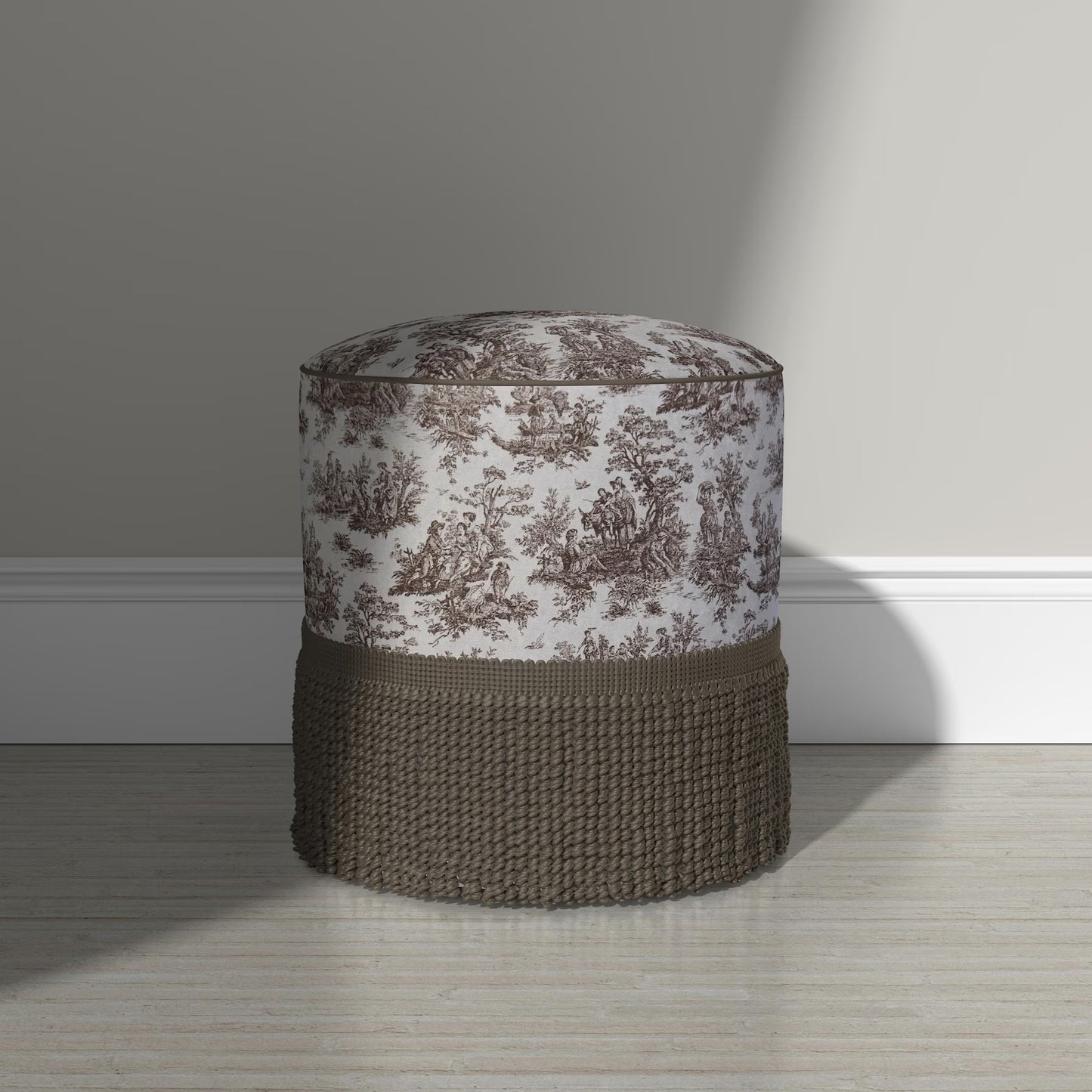 Brown Toile Cotton Fabric French Country Look