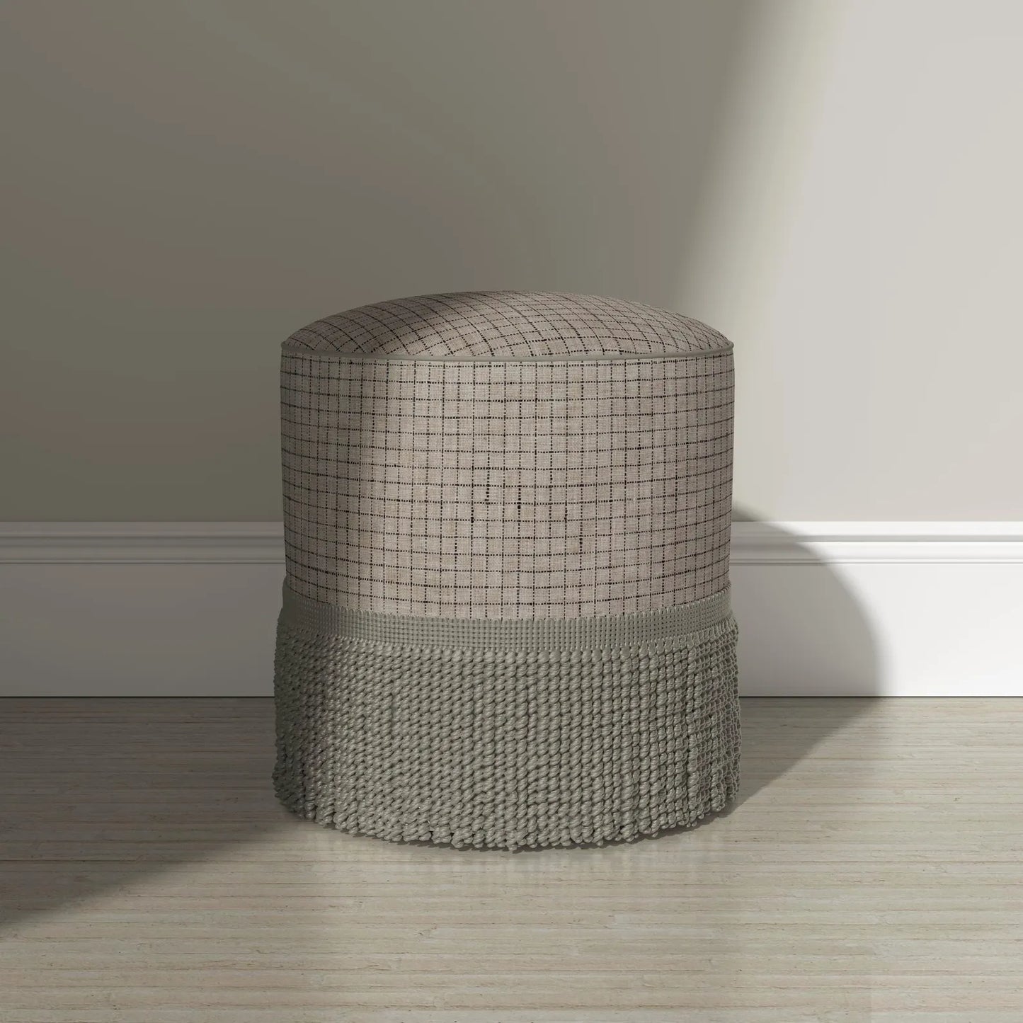 Beige Windowpane Fabric by the Yard Small Scale