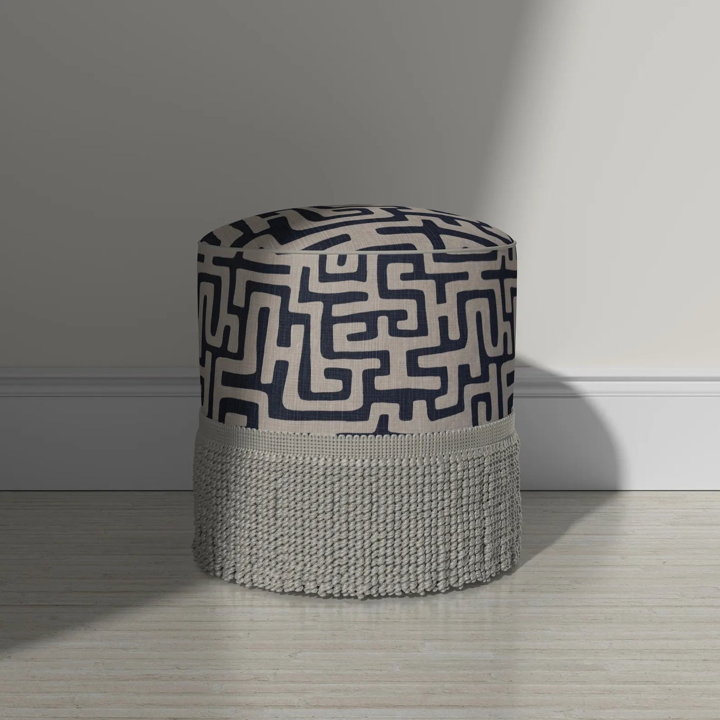 Tribal Maze Fabric by Yard Graphic Black Tan Abstract Print Slub Canvas