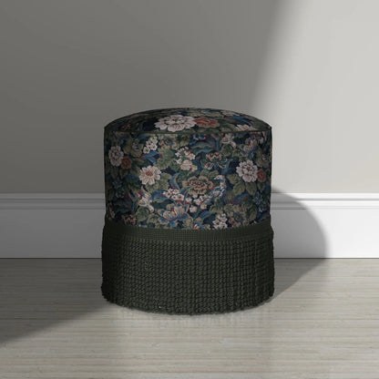 Forest Green Floral Print Upholstery Fabric