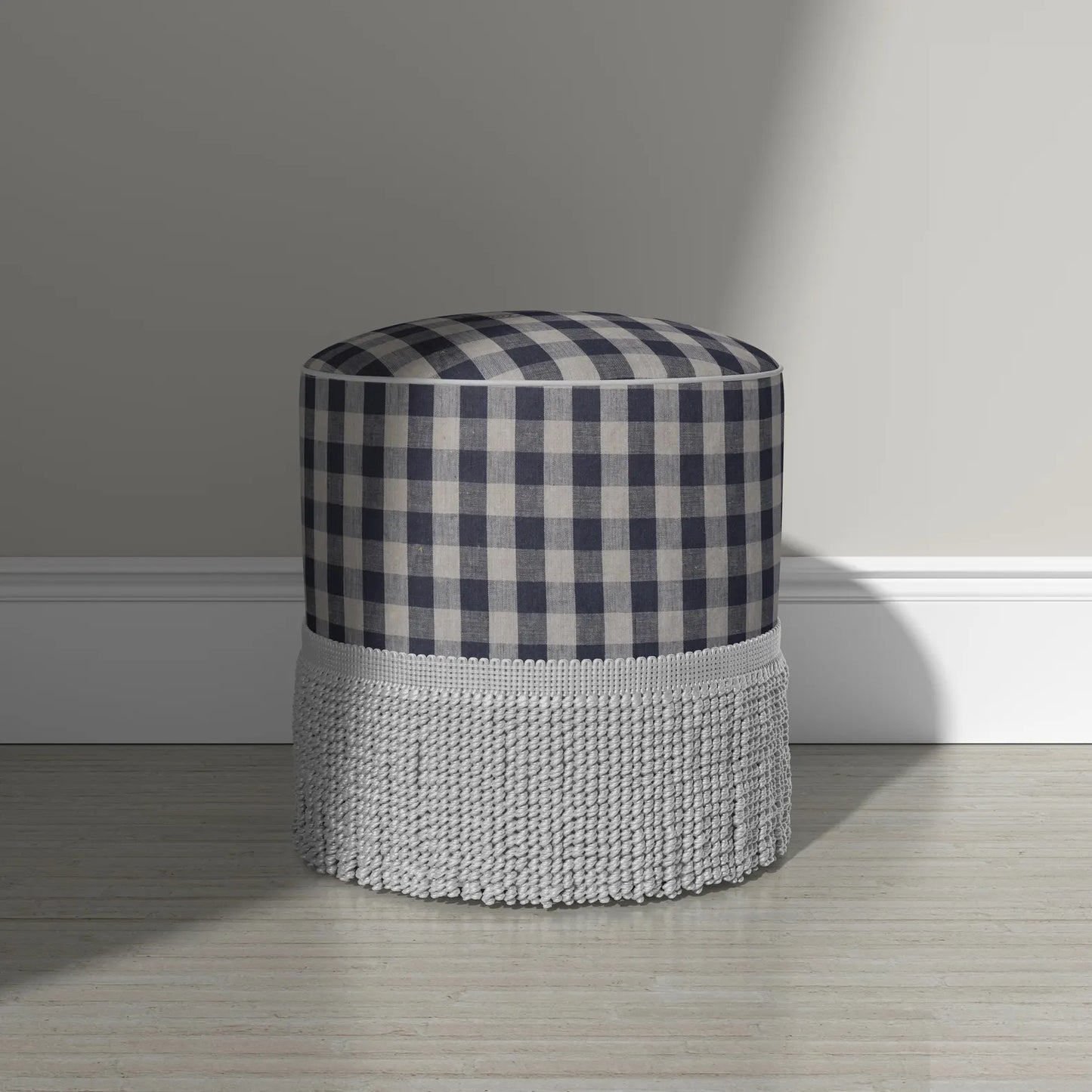 Gray Checkered Linen Fabric by the Yard