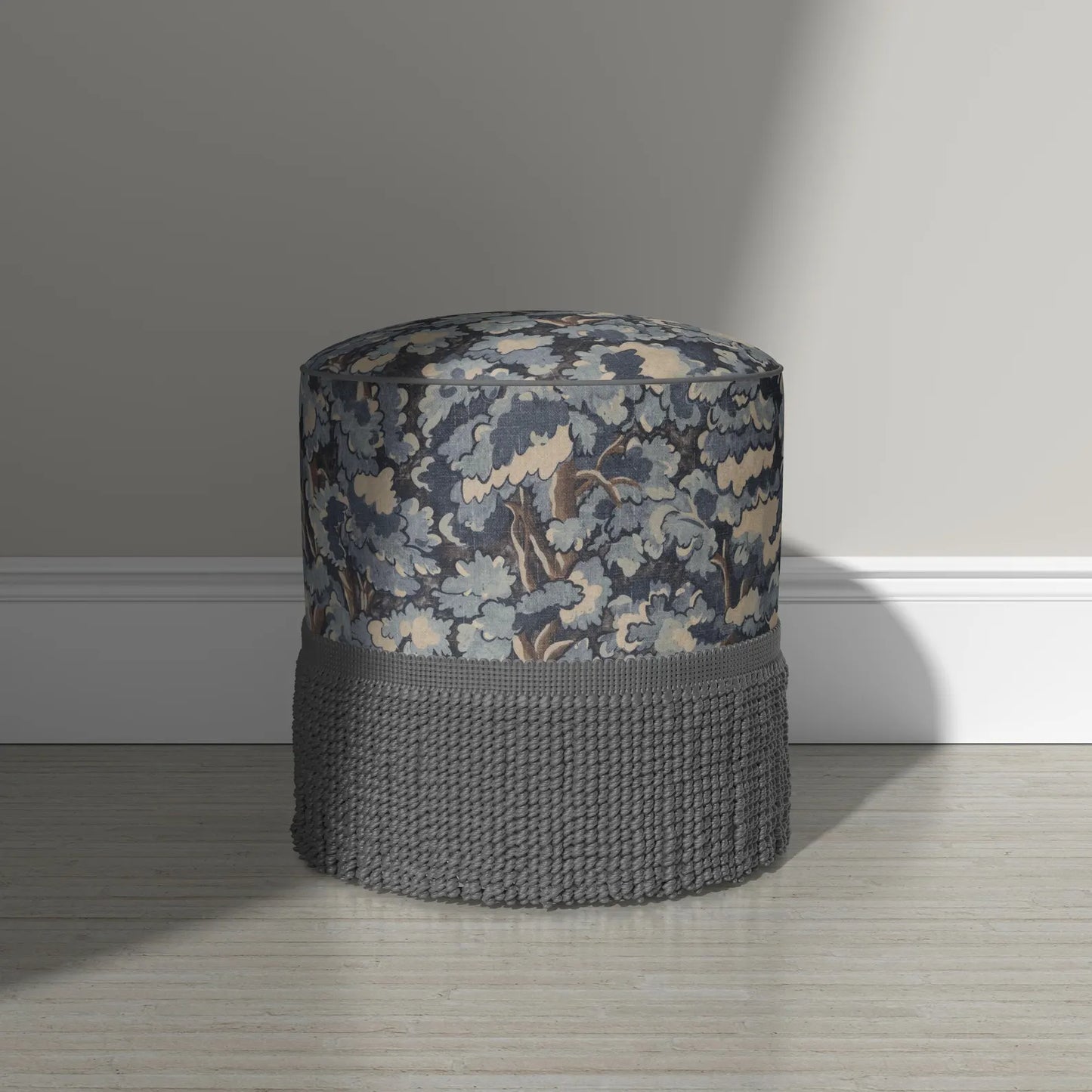Blue Forest Canopy Drapery Fabric- Nature-Inspired Botanical Print for Curtains & Home Decor