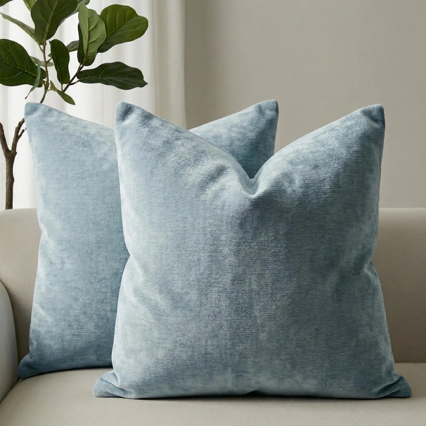 Pale Blue Chenille Upholstery Fabric by Yard