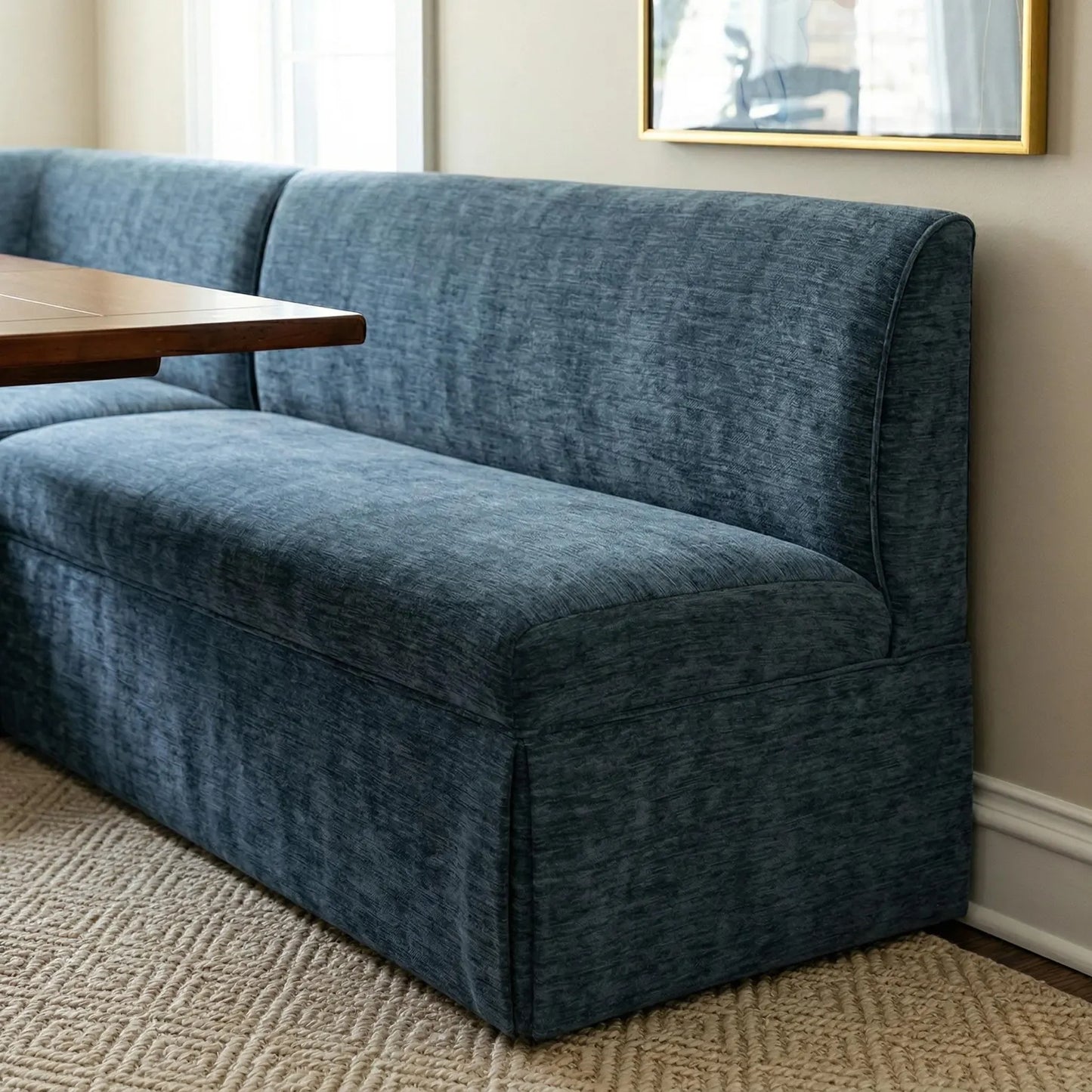 Blue Chenille Upholstery Fabric by the Yard- Soft Textured Navy Furniture Material
