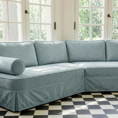 Pale Blue Chenille Upholstery Fabric by Yard