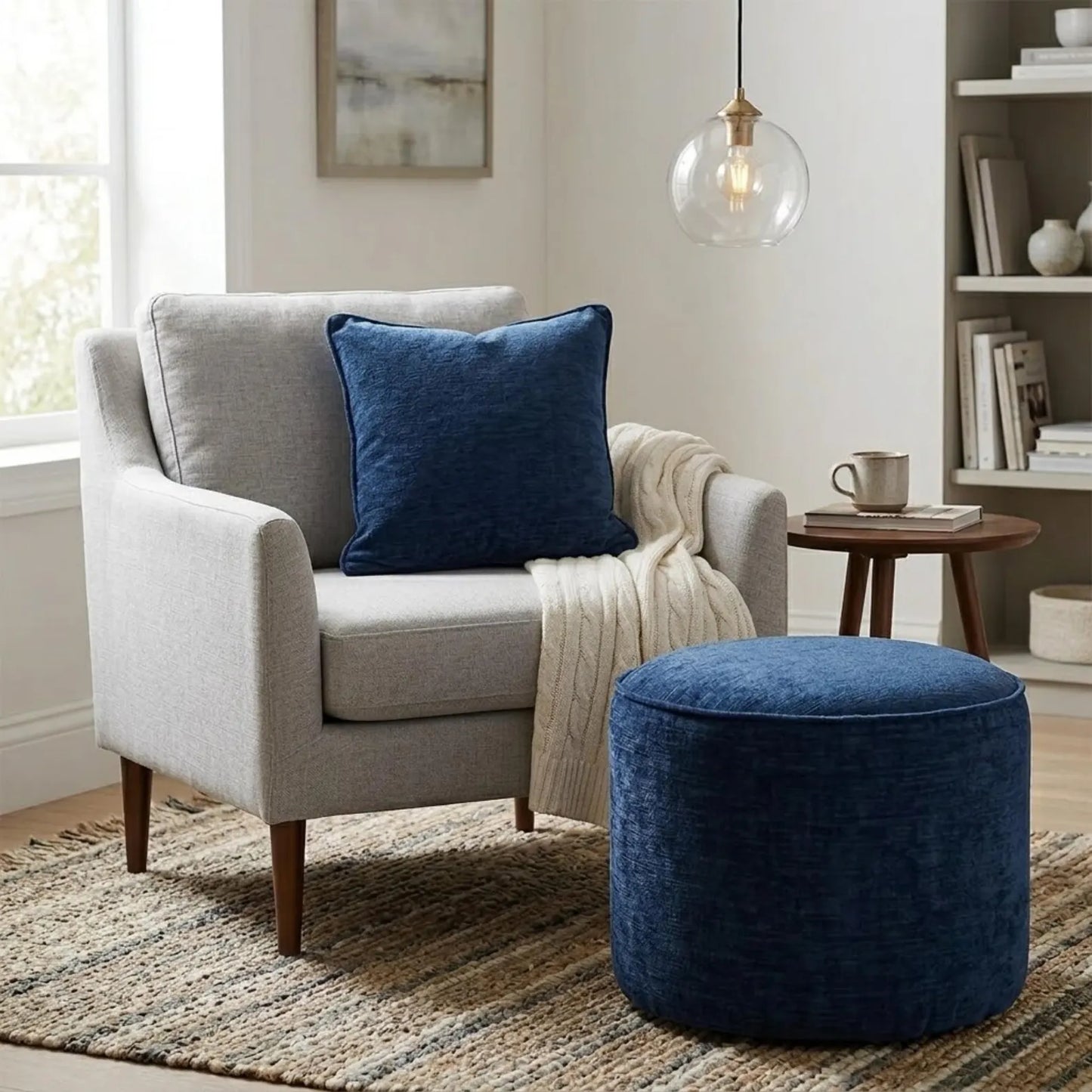 Navy Chenille Upholstery Fabric by the Yard