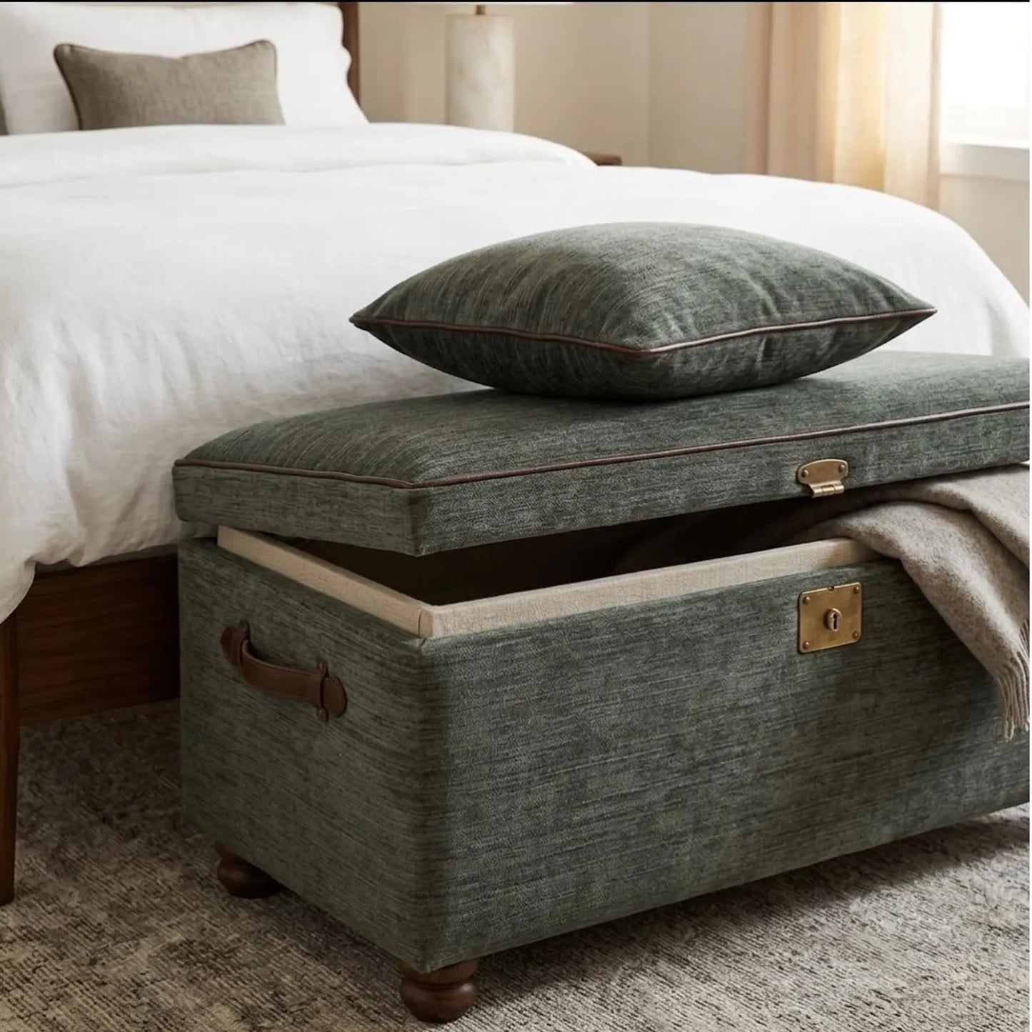Sage Green Chenille Upholstery Fabric by the Yard- Soft Textured Fabric for Furniture & Drapery