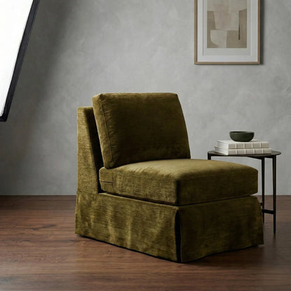 Olive Chenille Upholstery Fabric by the Yard