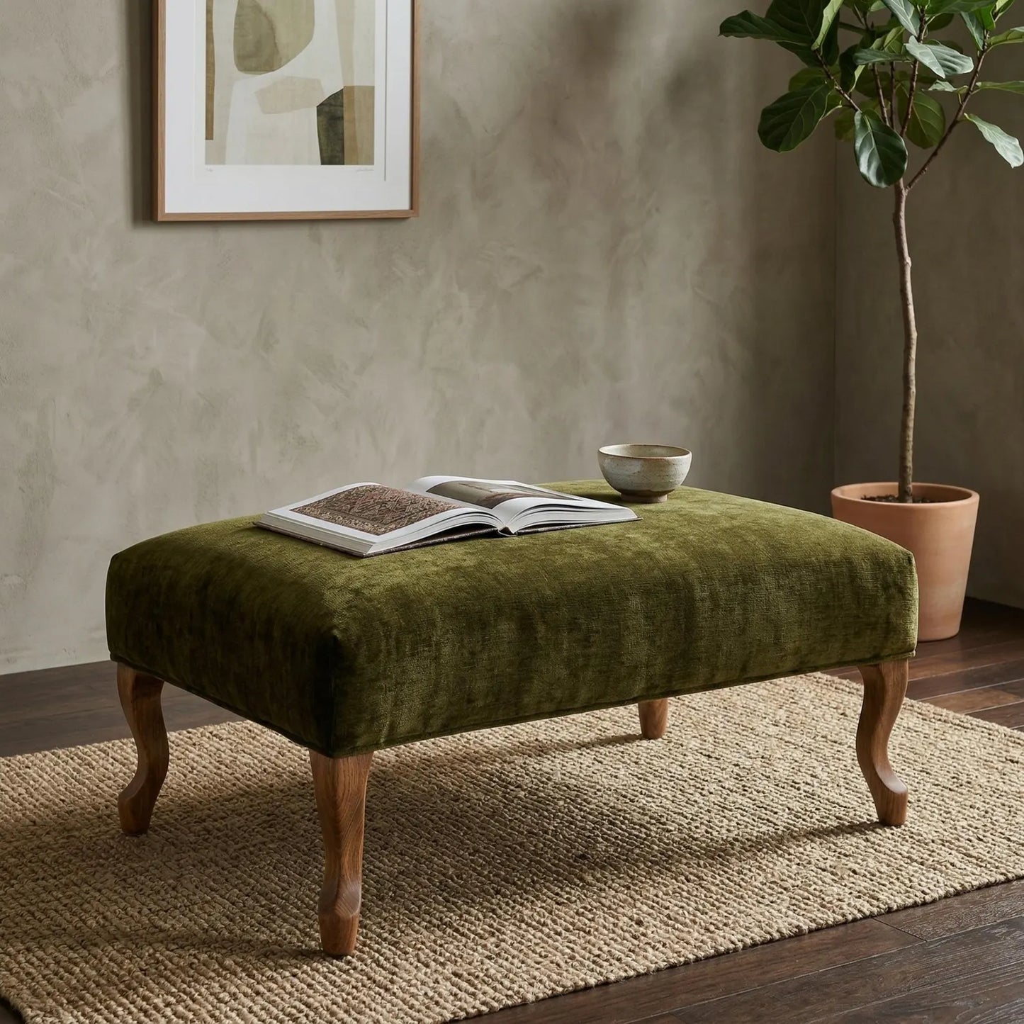 Olive Chenille Upholstery Fabric by the Yard