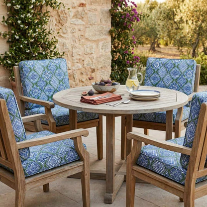 Blue Green Moroccan Tile Outdoor Fabric by the Yard | Weather Resistant Upholstery