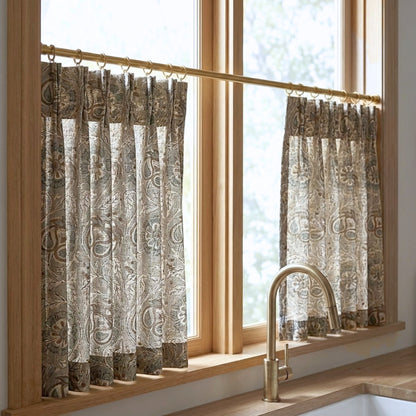 Taupe Floral Muted Green Fabric