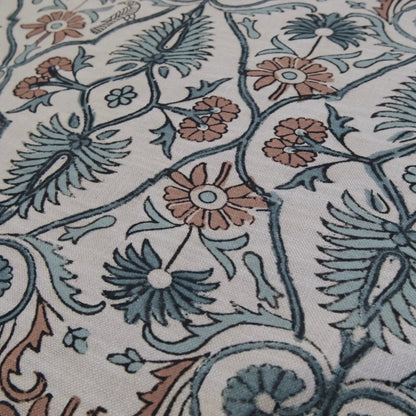 Whimsical Floral Vine and Bird Fabric- Romantic Cotton Textile by the Yard