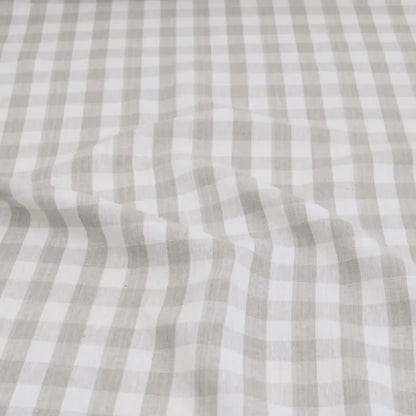 Taupe Checkered Linen Fabric by the Yard Neutral Gingham