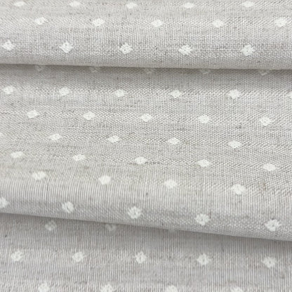 Ivory Textured Linen Blend Fabric- Embroidered Dot Upholstery Fabric for Home Decor & Crafts